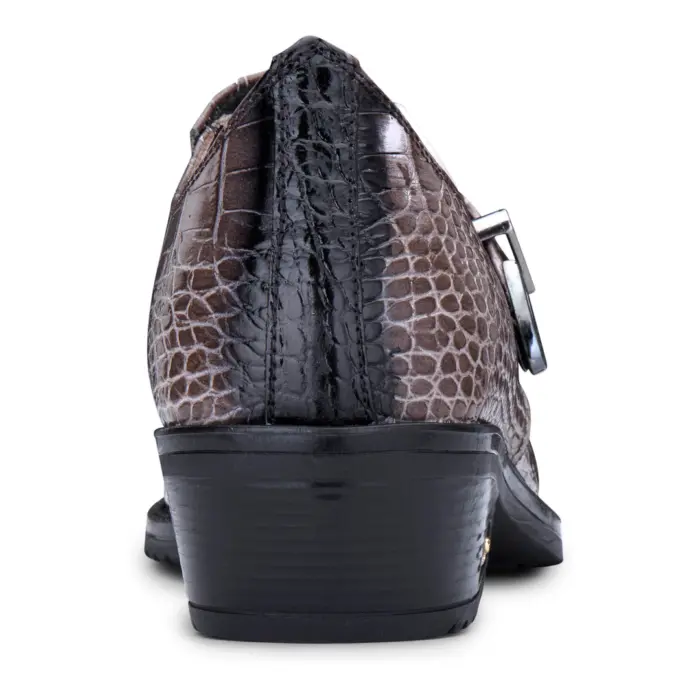 Mens Genuine Leather Western Shoes Croc Metal Belt Cuban Heel Dancing Riding Wincklepickers - Image 10
