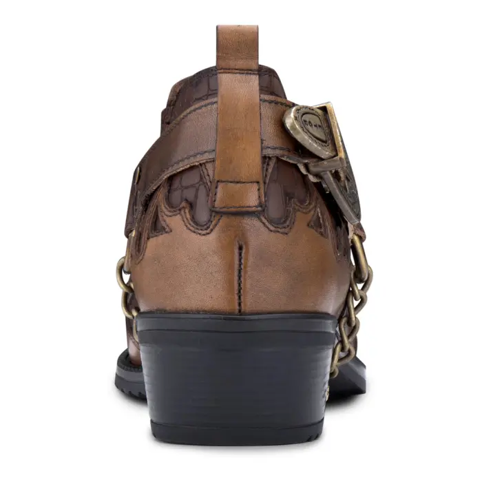 Mens Real Leather Cowboy Shoes Wincklepickers Cuban Heel Metal Belt Western Croc Pattern - Image 9