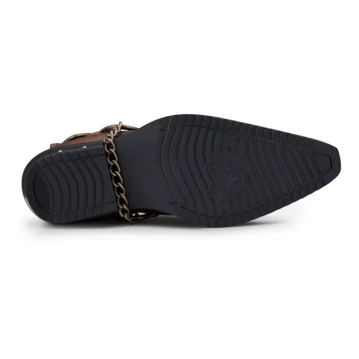 Mens Real Leather Cowboy Shoes Wincklepickers Cuban Heel Metal Belt Western Croc Pattern - Image 10