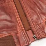 Mens Real Leather Hood Bomber Jacket Tan Timber Brown Washed Vintage Quilted - Image 4
