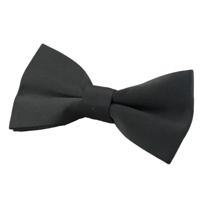 Bow Tie Black Satin Clip On Mens Boys Unisex Tuxedo Shirt Classic Bowtie - Image 2