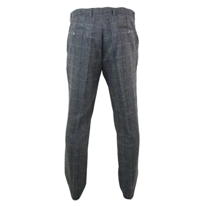 Mens Herringbone Tweed Vintage Retro Check Wool Trousers Blinders Classic - Image 4