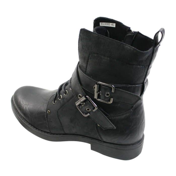 Mens Punk Rock Goth Elmo Ankle Boots Brown Black Leather Buckle - Image 3