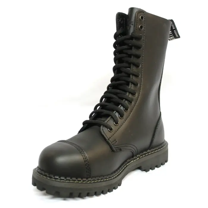 Unisex Real Leather Military Boots Black Ginders Herald Punk Rock Safety Steel Toe - Image 2