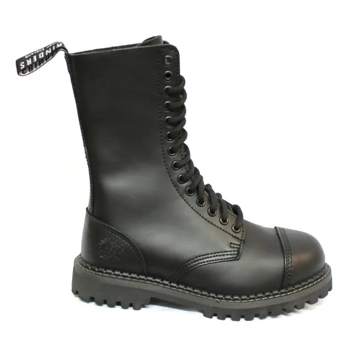Unisex Real Leather Military Boots Black Ginders Herald Punk Rock Safety Steel Toe - Image 1