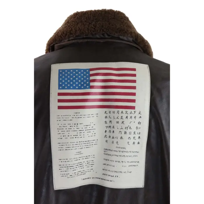 Mens Brown Aviator Top Gun Jacket Vintage Classic Washed Fur Collar Pilot Bomber - Image 3