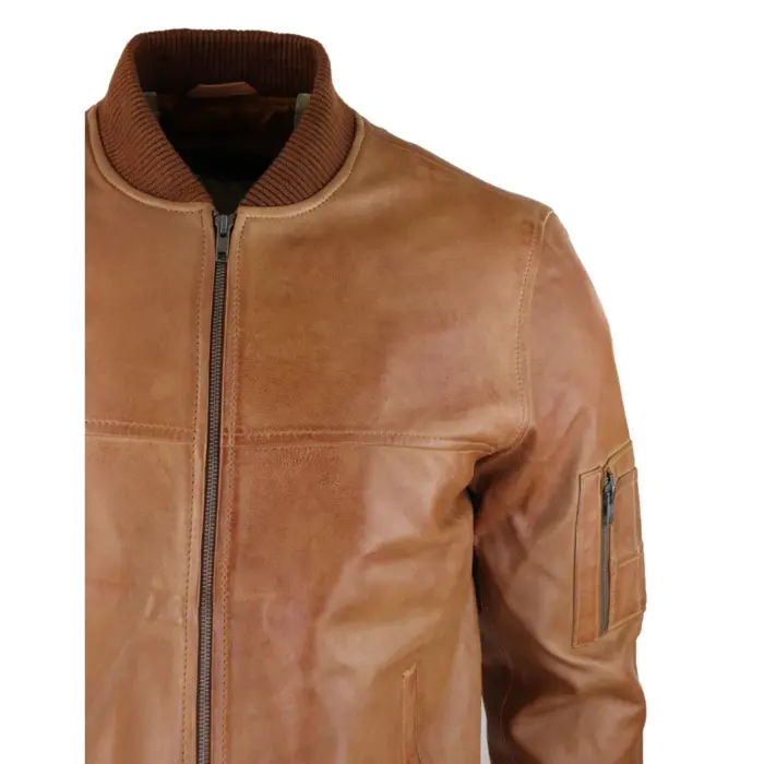 Mens Genuine Leather Bomber Jacket Leather Casual Varsity VIntage Smart Casual - Image 7