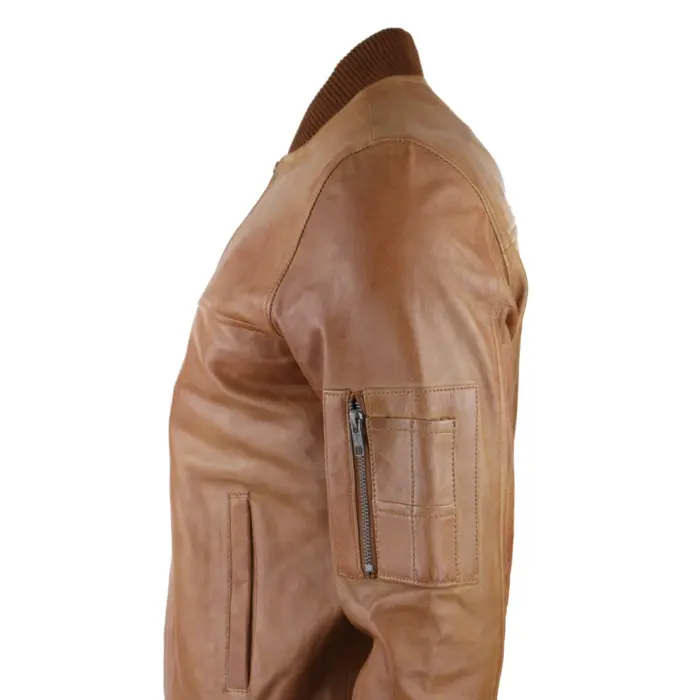 Mens Genuine Leather Bomber Jacket Leather Casual Varsity VIntage Smart Casual - Image 5