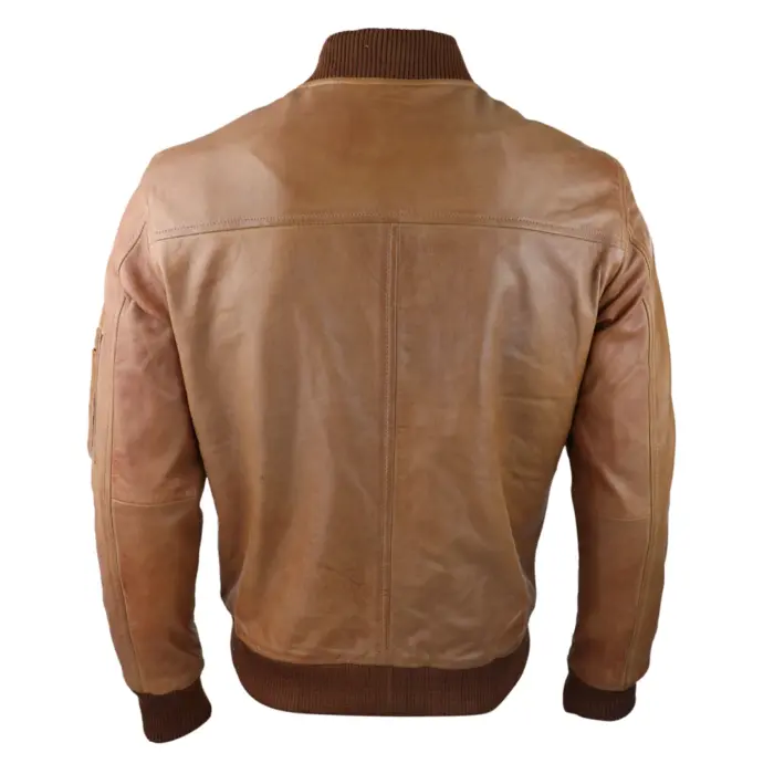 Mens Genuine Leather Bomber Jacket Leather Casual Varsity VIntage Smart Casual - Image 4