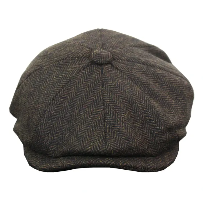 Mens Tweed Newsboy Cap Blinders Baker Boy Flat Check Grandad Hat - Image 4