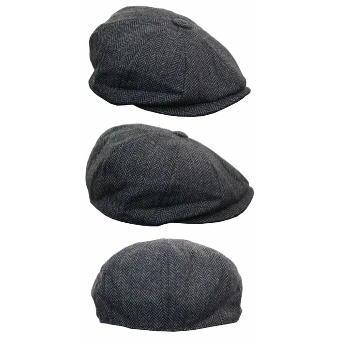 Mens Tweed Newsboy Cap Blinders Baker Boy Flat Check Grandad Hat - Image 7