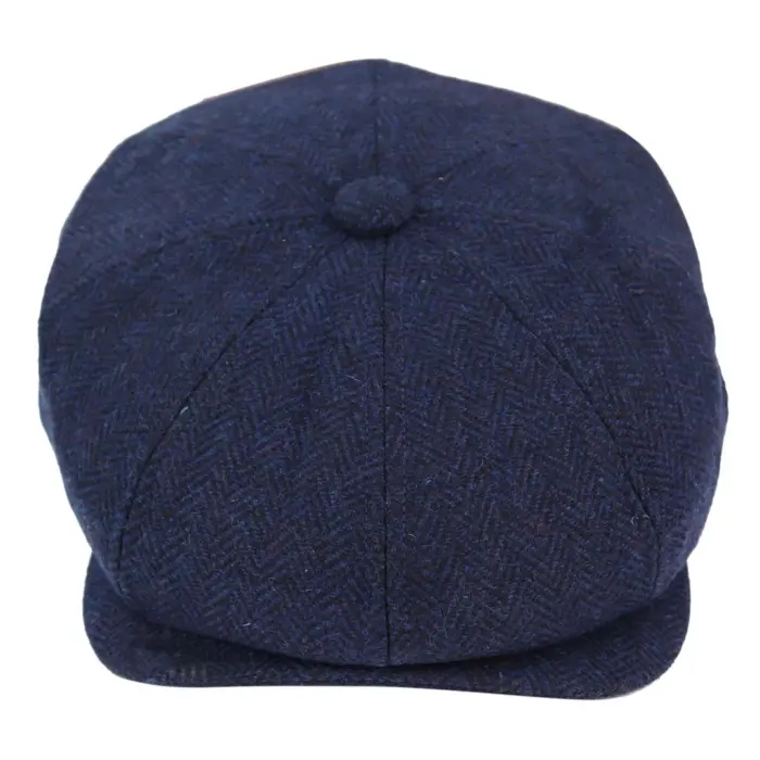 Mens Tweed Newsboy Cap Blinders Baker Boy Flat Check Grandad Hat - Image 10