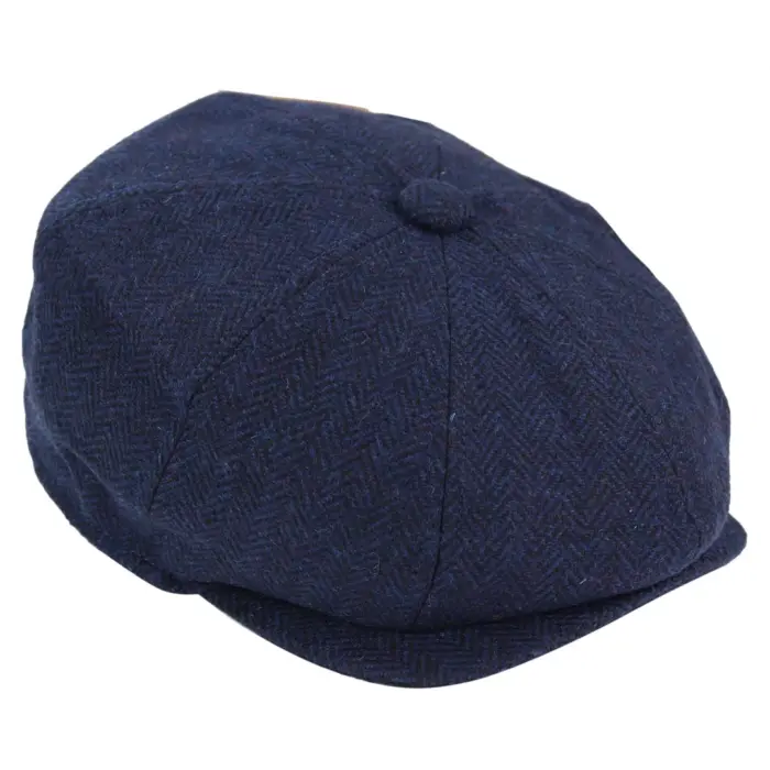 Mens Tweed Newsboy Cap Blinders Baker Boy Flat Check Grandad Hat - Image 11