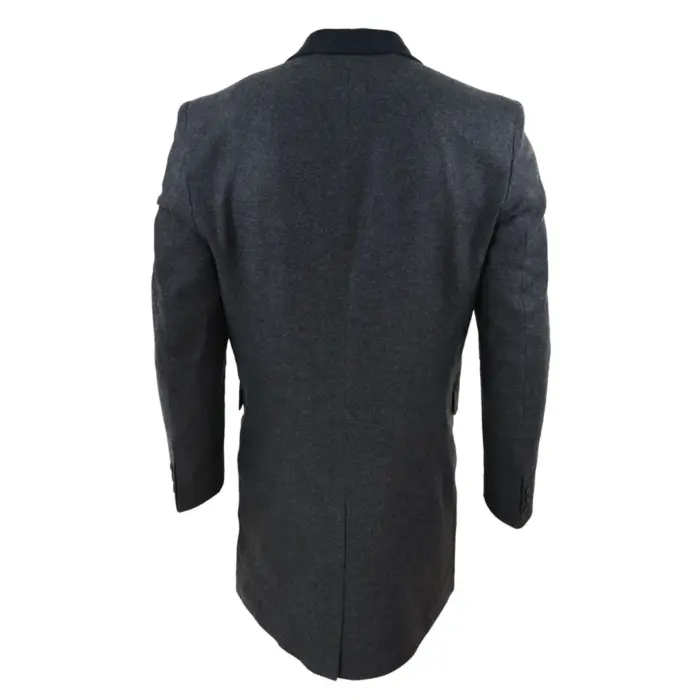 Mens 3/4 Long Overcoat Jacket Herringbone Tweed Coat Peaky Blinders Fit - Image 5