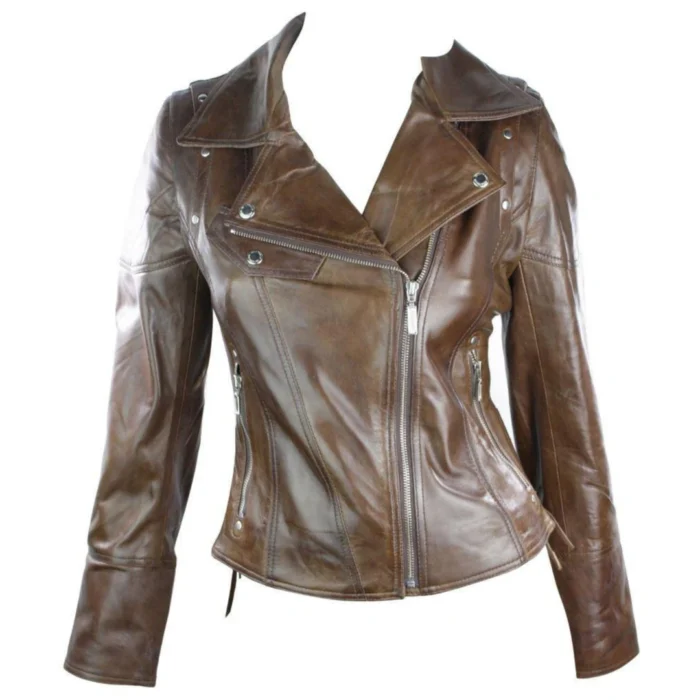 Leather 100% Jacket Biker Style Vintage Red Soft Leather - Image 1