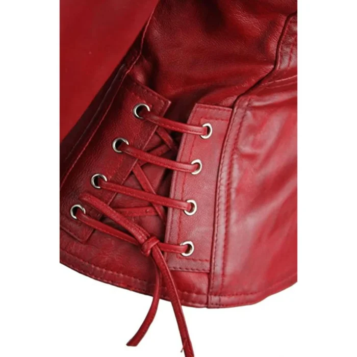 Leather 100% Jacket Biker Style Vintage Red Soft Leather - Image 8
