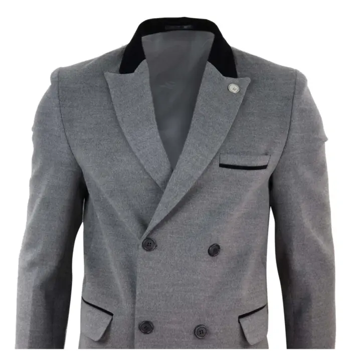 Mens 3/4 Long Double Breasted Overcoat Jacket Wool Coat Peaky Blinders - Image 15
