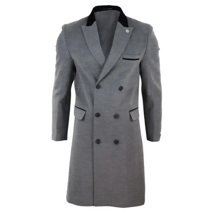 Mens 3/4 Long Double Breasted Overcoat Jacket Wool Coat Peaky Blinders - Image 12