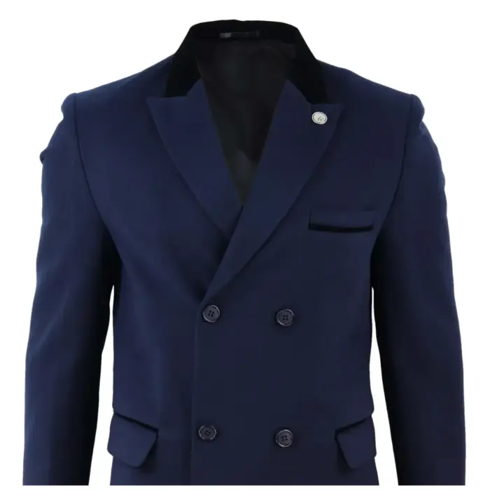 Mens 3/4 Long Double Breasted Overcoat Jacket Wool Coat Peaky Blinders - Image 19