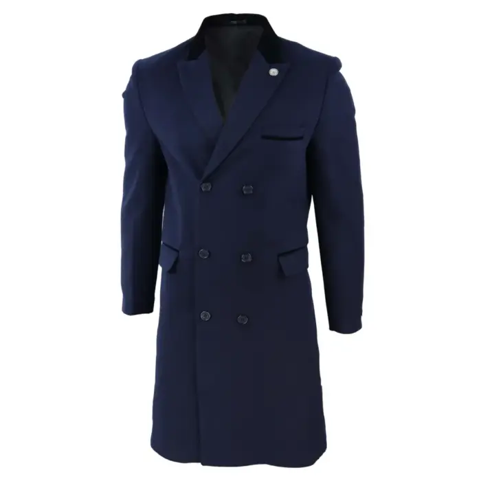 Mens 3/4 Long Double Breasted Overcoat Jacket Wool Coat Peaky Blinders - Image 18