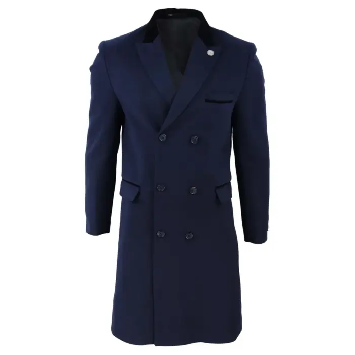 Mens 3/4 Long Double Breasted Overcoat Jacket Wool Coat Peaky Blinders - Image 17