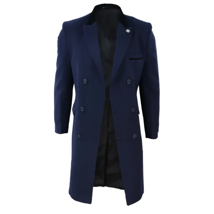 Mens 3/4 Long Double Breasted Overcoat Jacket Wool Coat Peaky Blinders - Image 21