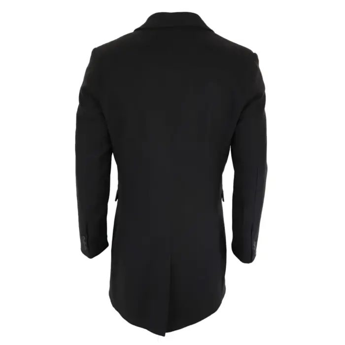 Mens 3/4 Long Overcoat Jacket Wool Feel Coat Blinders Slim Fit - Image 5