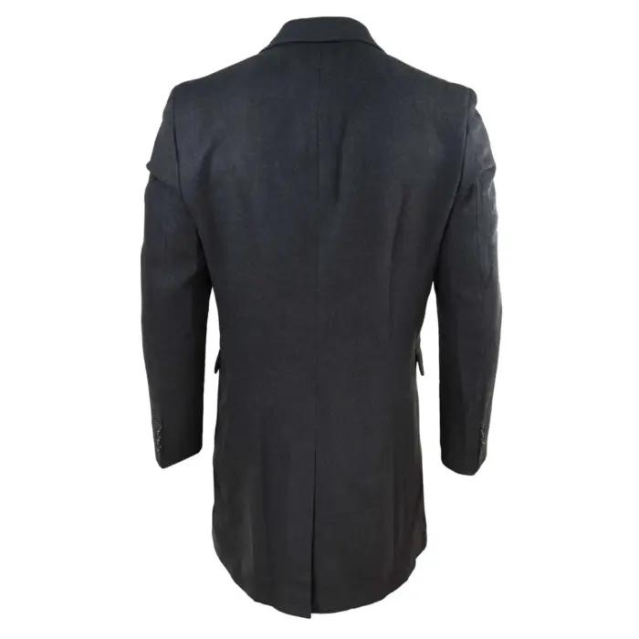 Mens 3/4 Long Overcoat Jacket Wool Feel Coat Blinders Slim Fit - Image 15