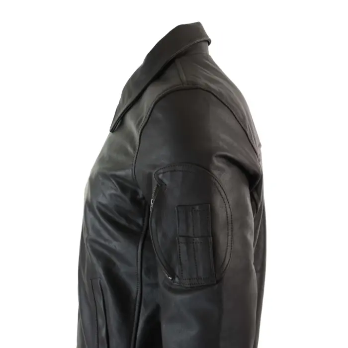 Mens Genuine Real Leather Harrington Bomber MA1 Classic Pilot MOD Jacket - Image 7