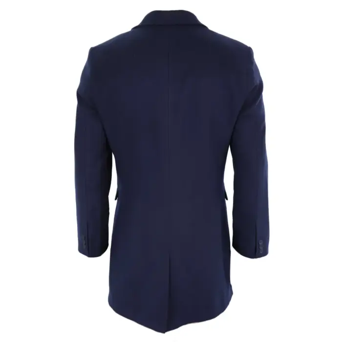 Mens 3/4 Long Overcoat Jacket Wool Feel Coat Blinders Slim Fit - Image 25