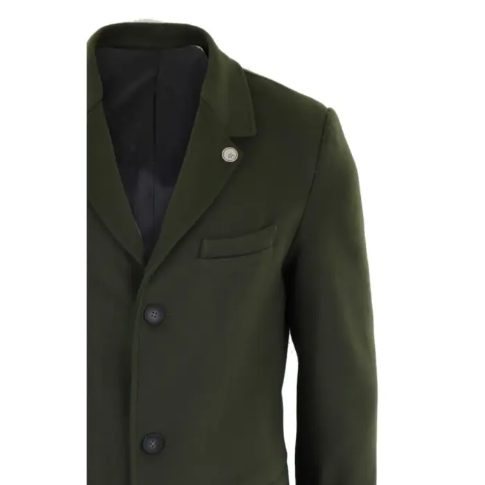 Mens 3/4 Long Overcoat Jacket Wool Feel Coat Blinders Slim Fit - Image 29