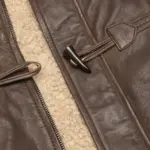 Mens Real Leather Hood Duffle Safari Jacket Long 3/4 Fur Washed Vintage Brown - Image 4