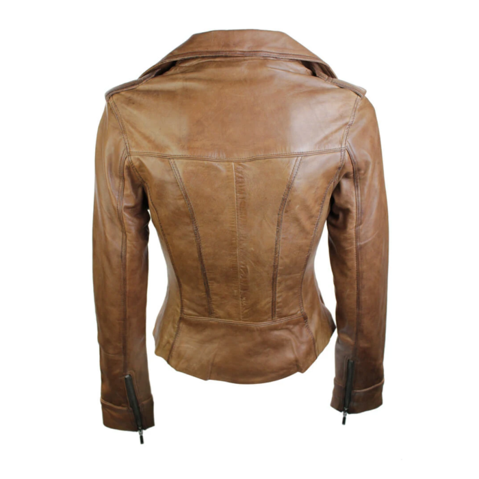Ladies Women Real Leather Biker Rock Purple Red Slim Fit Jacket - Image 39