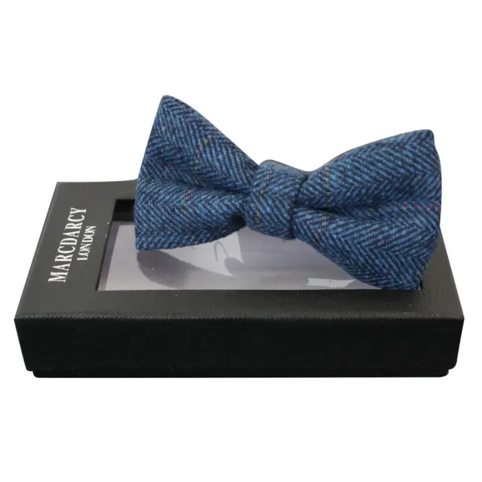 Mens Tweed Herringbone Textured Velvet Marc Darcy Bow Ties Vintage Retro - Image 2