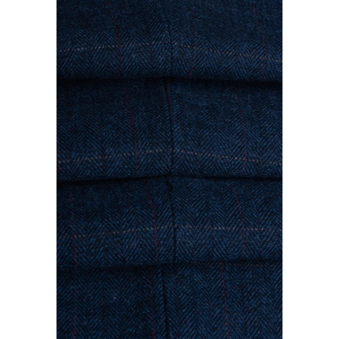 Mens Waistcoat Navy Blue Gilet Tweed Check 1920's Blinders Tailored Fit Vintage - Image 4