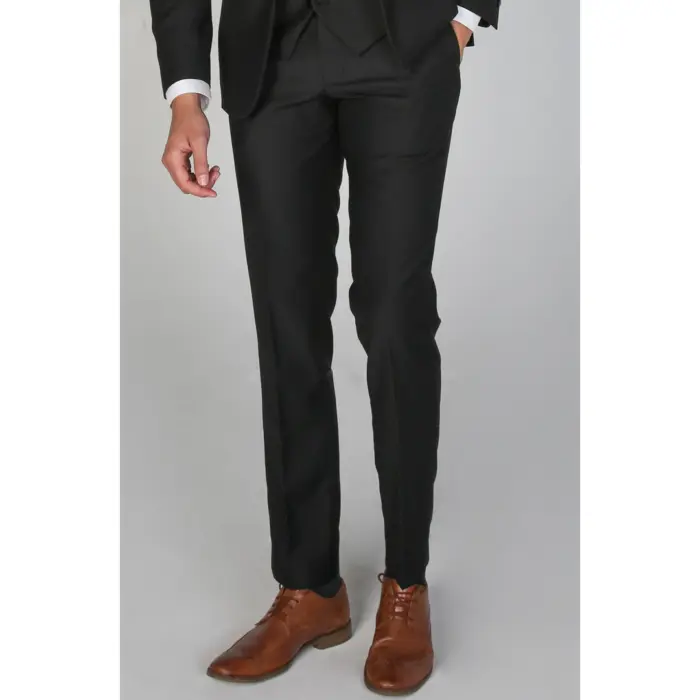 Mens Black Trousers Smart Casual Formal Work Office Wedding Prom Regular - Image 1