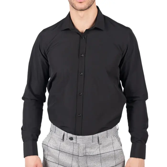 Mens White Nehru Classic Round Removable Collar Button Shirt Slim Regular Fit - Image 1