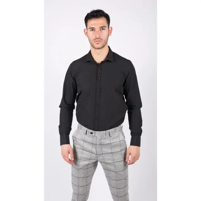 Mens White Nehru Classic Round Removable Collar Button Shirt Slim Regular Fit - Image 2