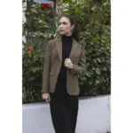 Women's Blazer Brown Tweed Tailored Fit Formal Jacket - Image 6