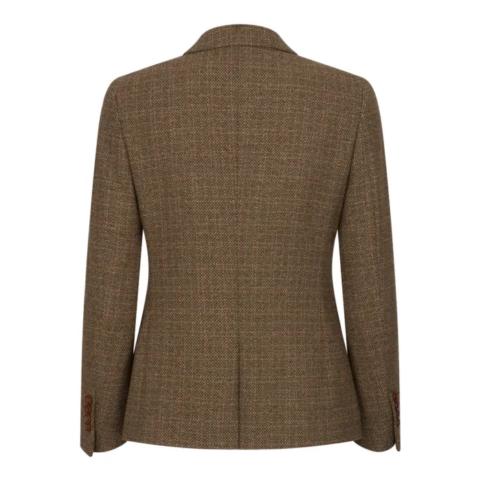 Women's Blazer Brown Tweed Tailored Fit Formal Jacket - Image 3