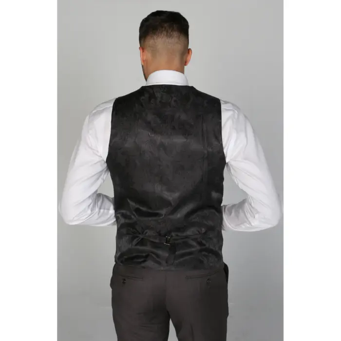 Charles - Men's Dark Grey Charcoal Plain Waistcoat - Image 2