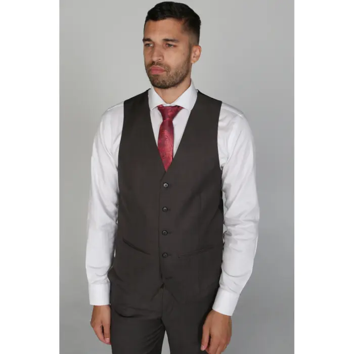 Charles - Men's Dark Grey Charcoal Plain Waistcoat - Image 1