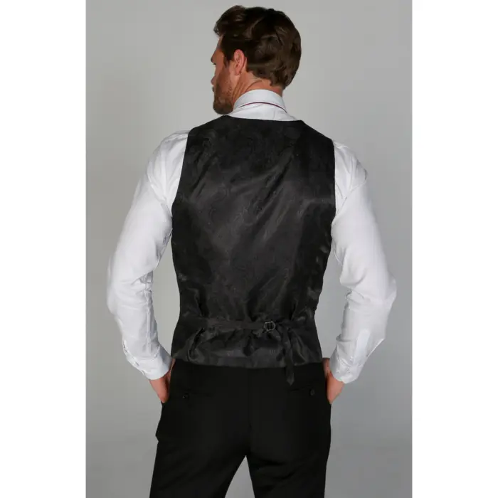Regent - Men's Black Waistcoat Wedding Prom - Image 2