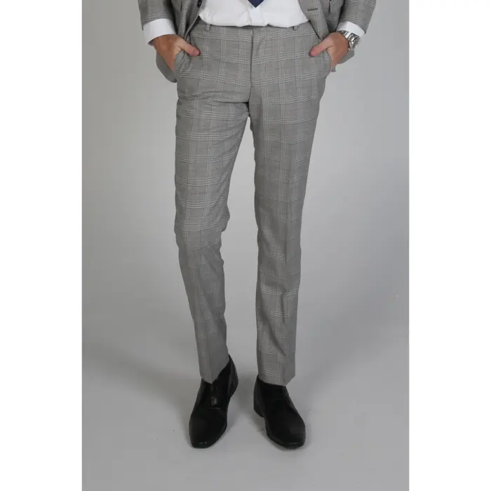 Hugo - Men's Check Grey Trouser Bussiness Office Wear - Image 1