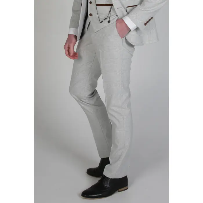 Mark - Men's Beige Check Trouser Classic Elegant - Image 2