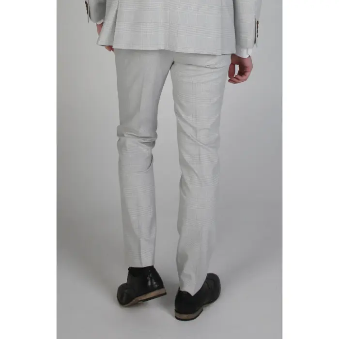 Mark - Men's Beige Check Trouser Classic Elegant - Image 3