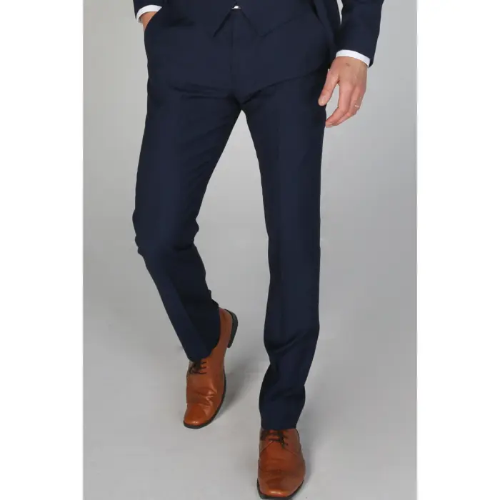Mayfair- Men's Plain Navy Trouser Prom Wedding Office - Image 1