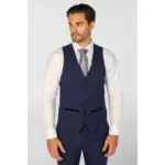 Men's Waistcoat Navy Blue Checked Tailored Fit Vest