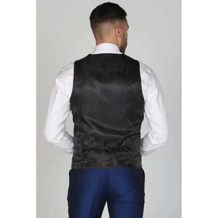 Kingsley - Men's Plain Blue Wedding Prom Waistcoat - Image 2
