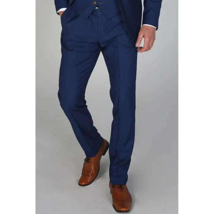 Mayfair- Men's Plain Blue Trouser Wedding Prom Office - Image 1